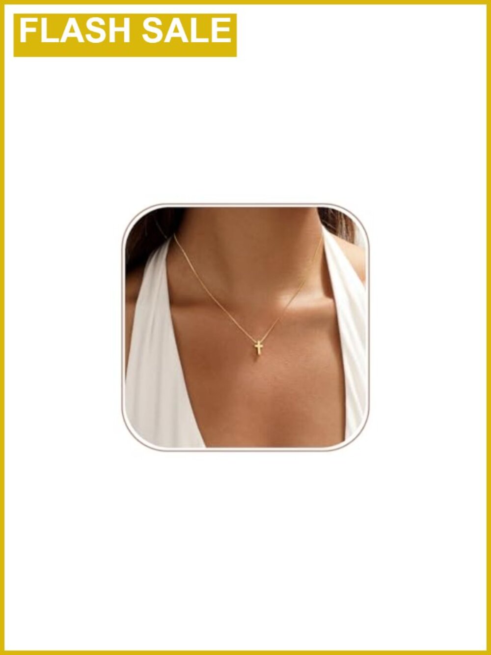 Cross Necklace Dainty 14K Gold Plated Adjustable Lobster Clasp